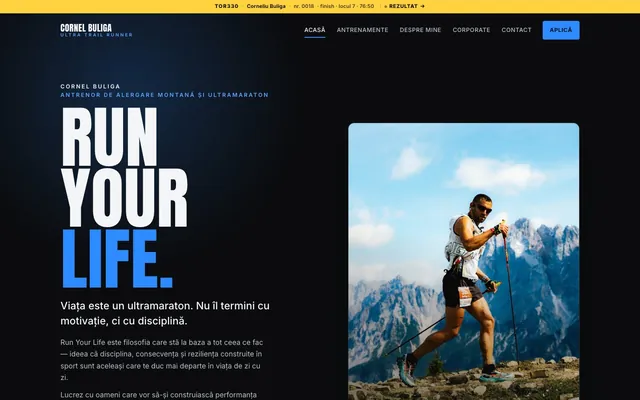Cornel Buliga: antrenor de ultra-trail, captura de ecran